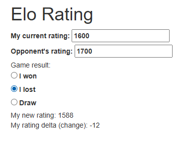 Elo Rating Calculator