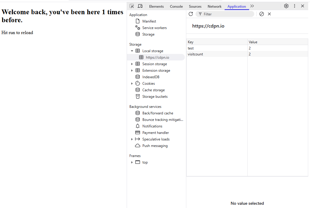 LocalStorage Visit Counter