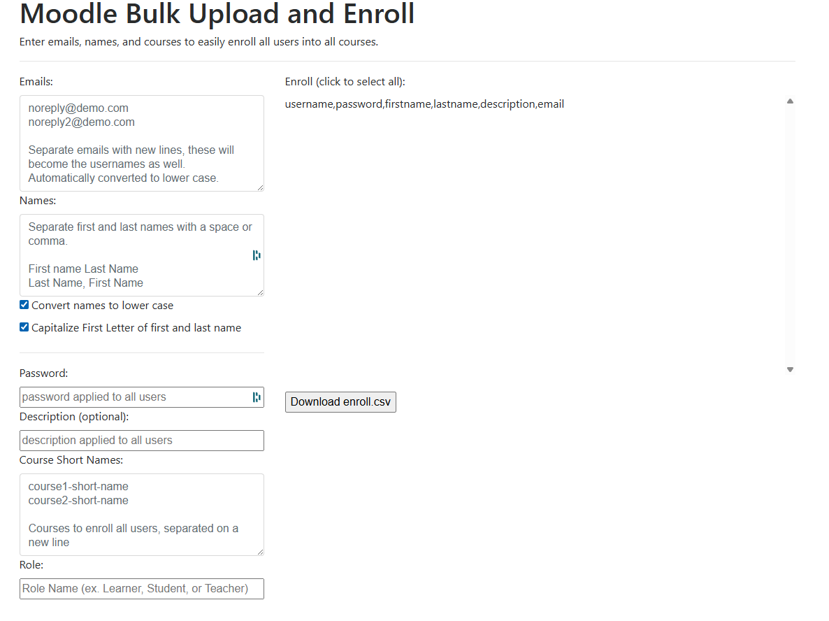 Moodle Bulk Enrollment Tools (Multi-Course Import)
