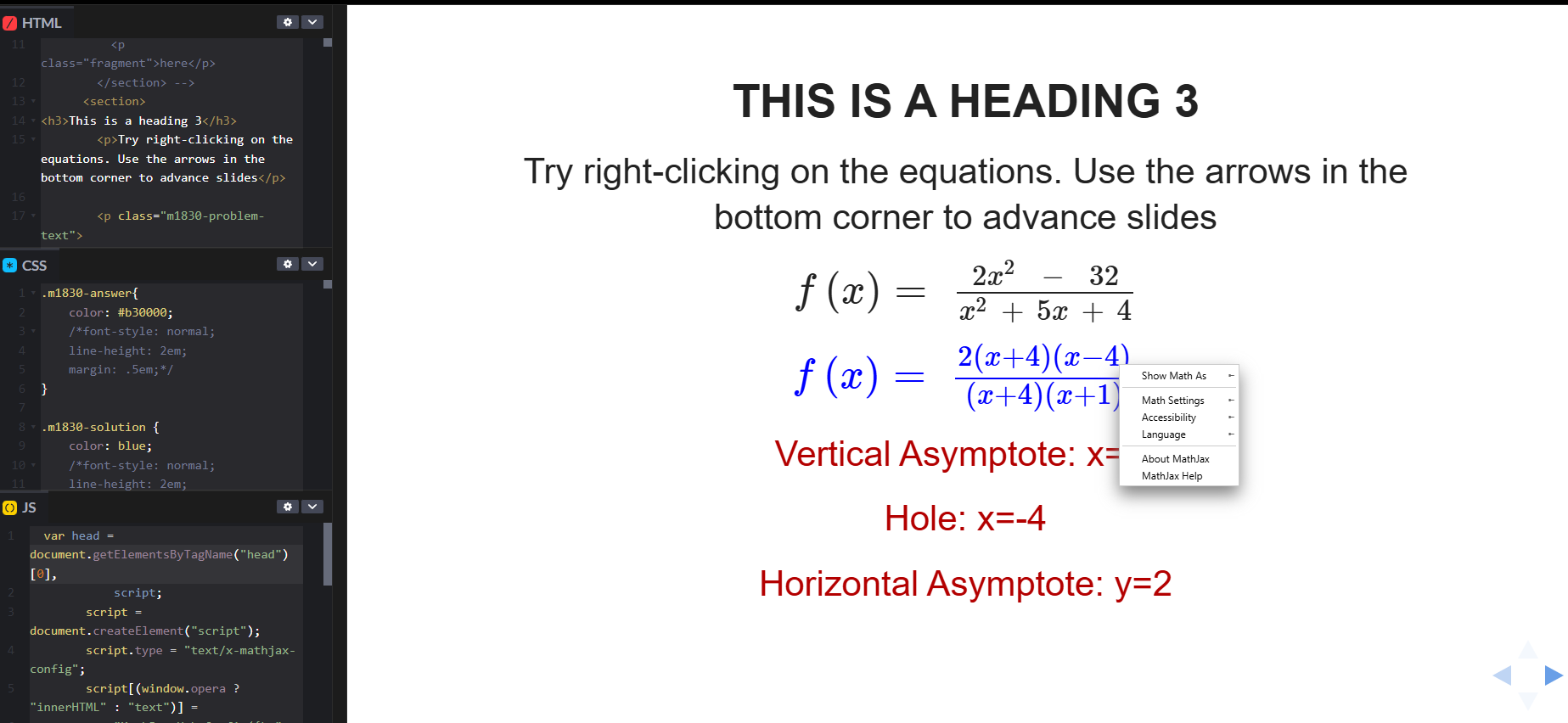 Reveal.js Presentation with MathJax