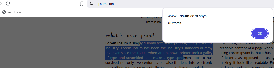 Selection Word Count Bookmarklet