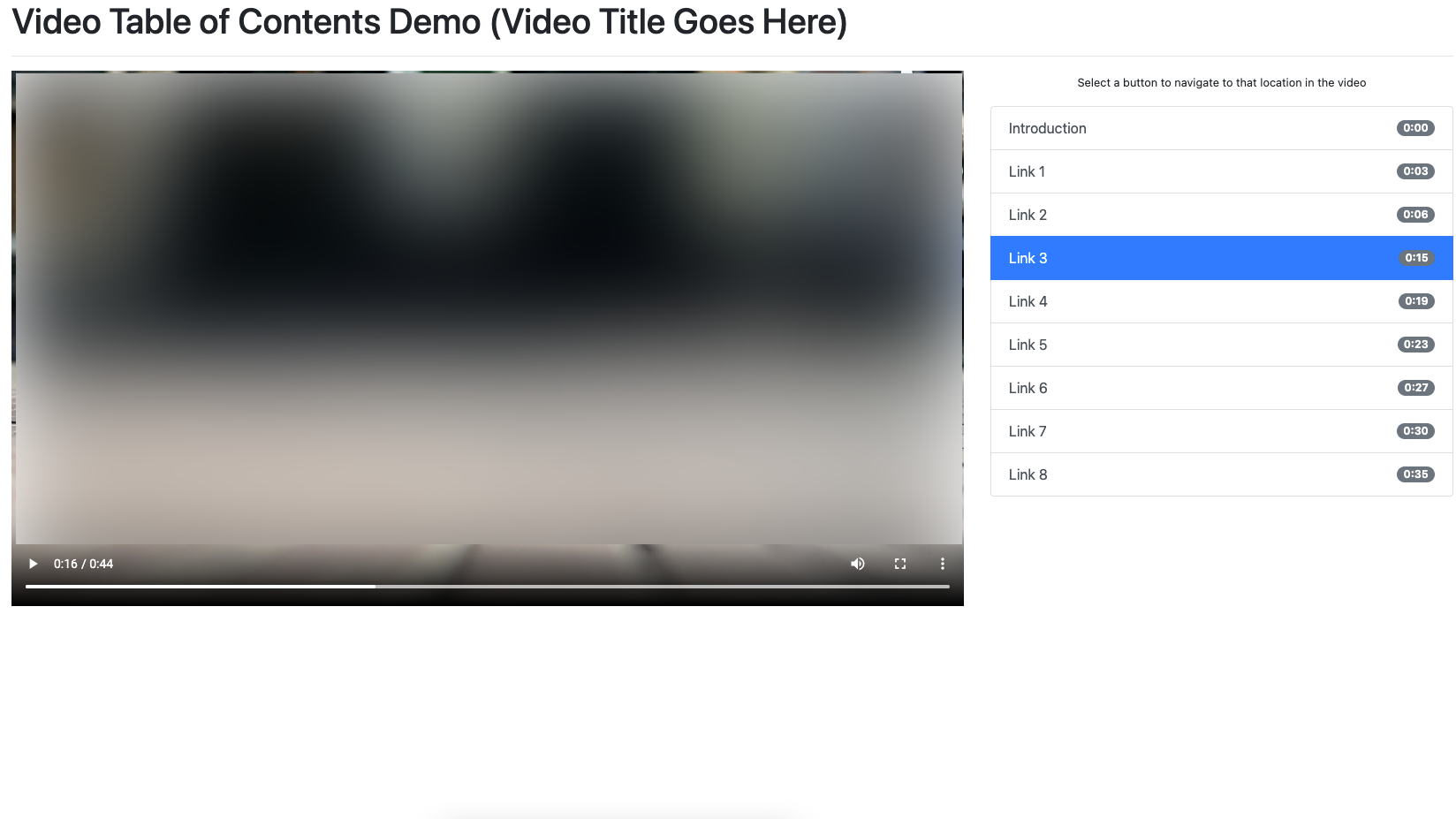Video Table of Contents